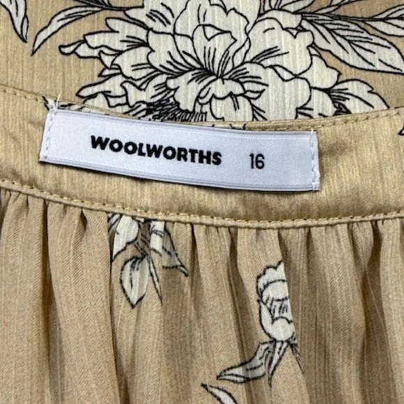 Woolworths Natural Split Mandarin Blouse Size 16 Peasant Boho Tunic Top - Picture 4 of 10